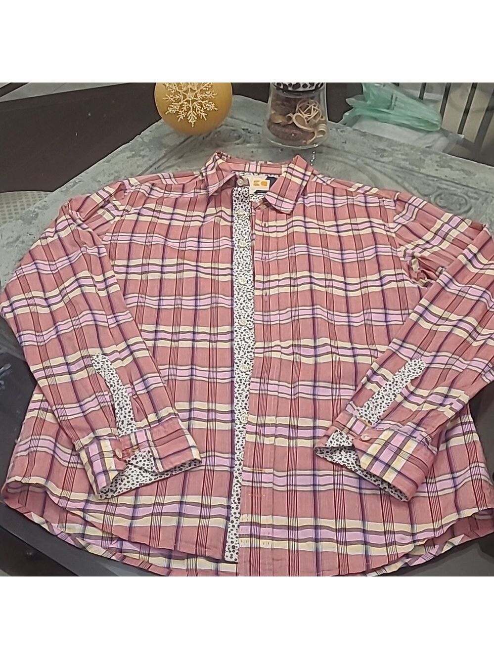 Hugo Boss orange label check cotton flip cuffs large shirt like new